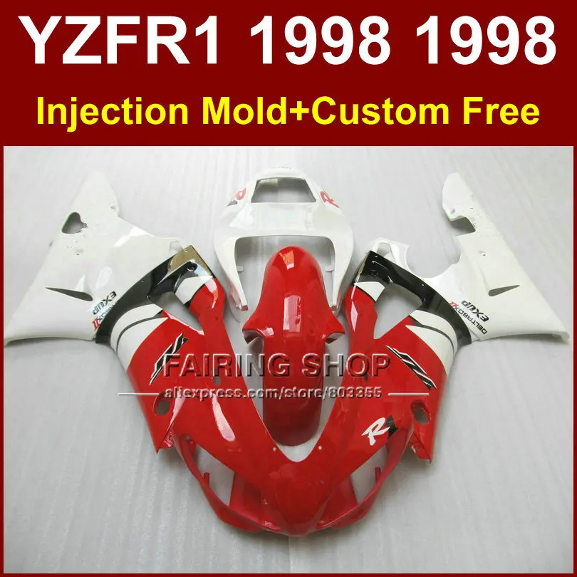 KW4G Įpurškimo purvasargiai komplektas YAMAHA YZF R1 YZF1000 98 99 R1 motociklo raudona balta purvasargiai 1998 1999 YZF R1 LFRB