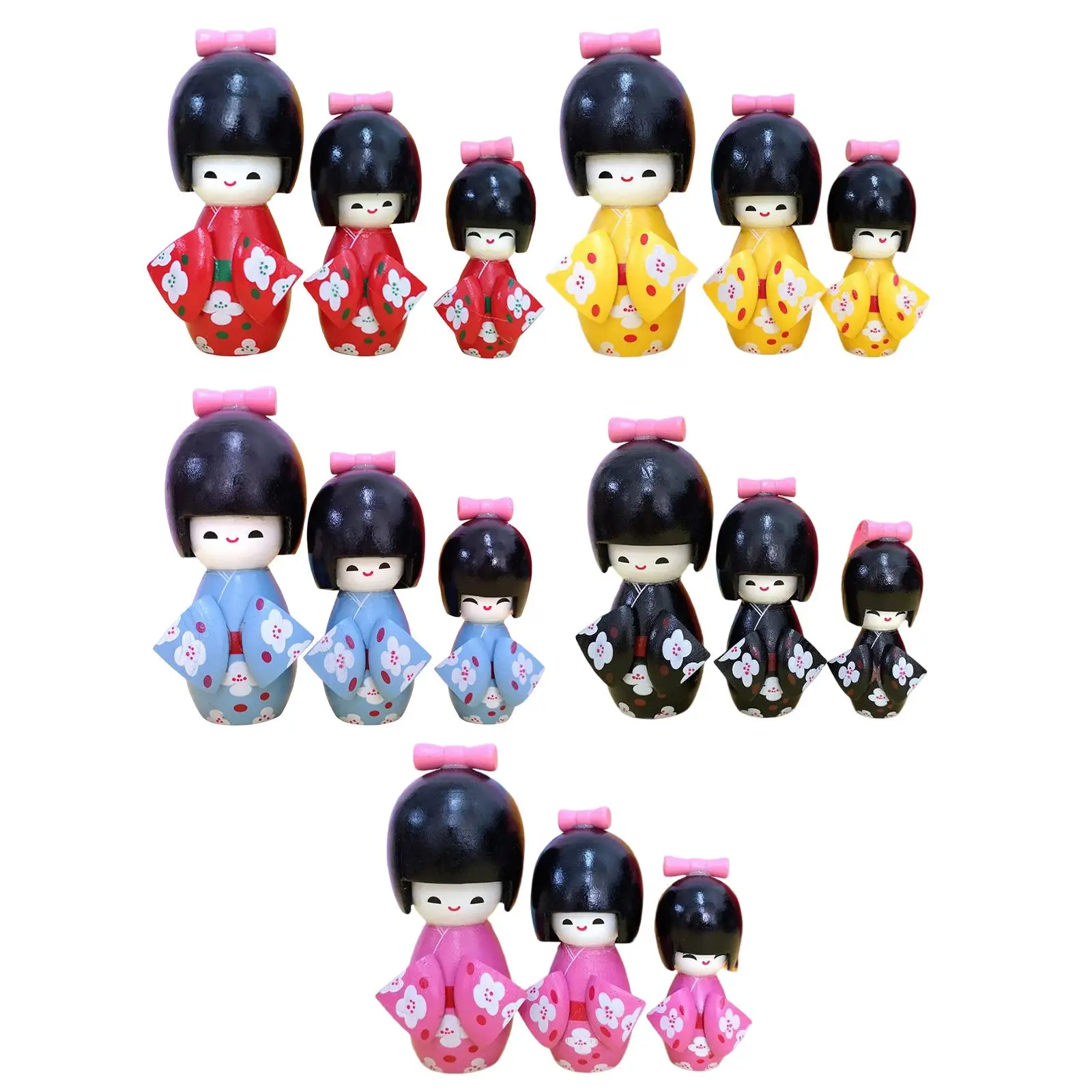 3x Kūrybos Japonijos Lėlės Mergaitės Lėlės Žaislas Dekoro Papuošalai Rankų darbo Lėlės Statulėlės Vaikams Žaislas Gimtadienio Namų Dekoro Dovanos