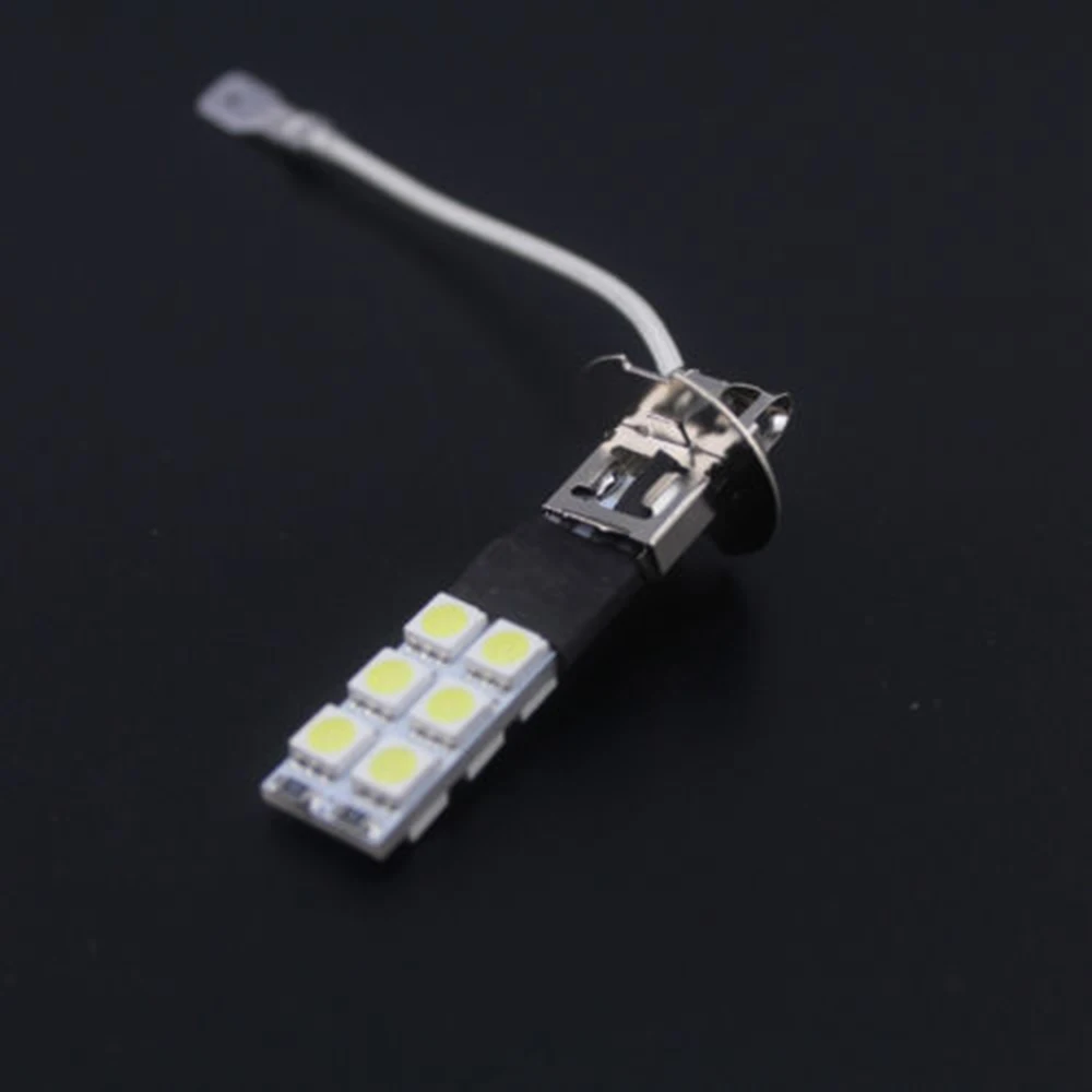 Yushuangyi 10vnt/daug H1 H3 5050 12SMD Pakeisti LED Lemputės Automobilių Vairavimo Rūko Šviesos STROBE Balta