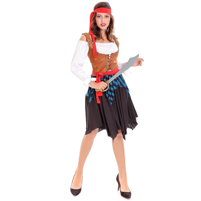 Moterų Piratų Kostiumų Įgulos Karnavalas Halloween Kostiumai Suaugusiųjų Piratų Fancy Dress Drabužiai
