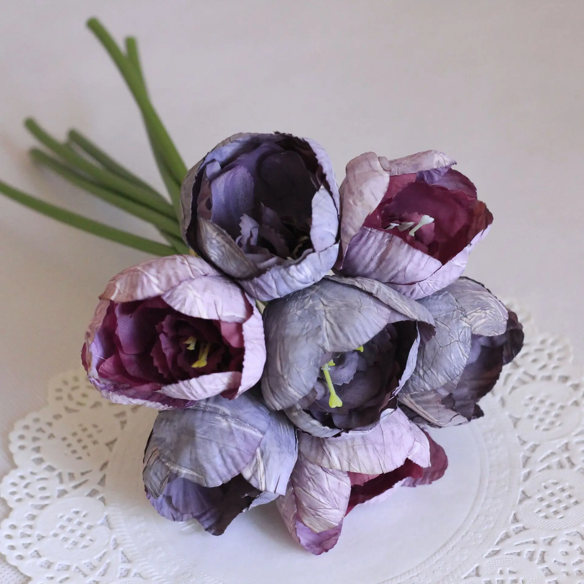 Dirbtinis 7heads Tulpės Europos stiliaus Šilko Gėlės Fotografijos Rekvizitai Vestuvių Nuotaka, turintis Gėlių Prabangių Namų Dekoro Krūva