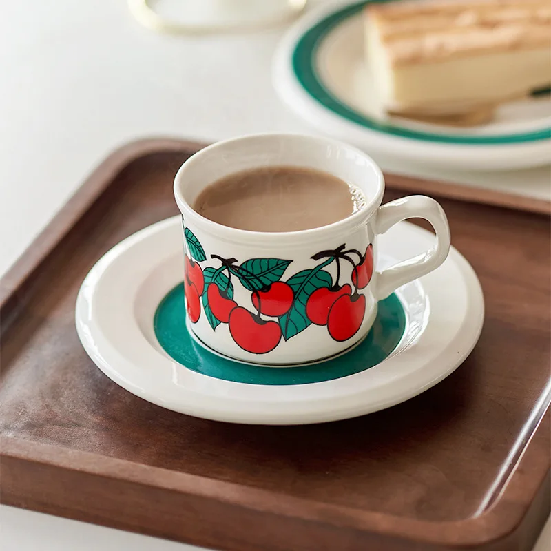 180ml Kavos Puodelis Retro Kūrybos Augalų spausdintą Modelio Keramikos Gražiausią Popietę Arbatos Puodelio Rinkinys Su Lėkšte Stalo Drinkware