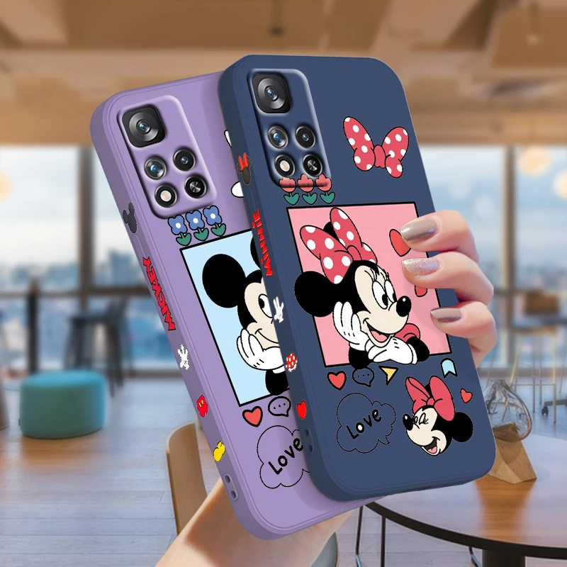 Pora Minnie Mouse Pelę, Telefono dėklas Xiaomi POCO M5 M4 X4 F4 C40 X3 NFC F3 GT M4 M3 M2 Pro C3 X2 Skysčio Kairėje Virvę Padengti Fundas