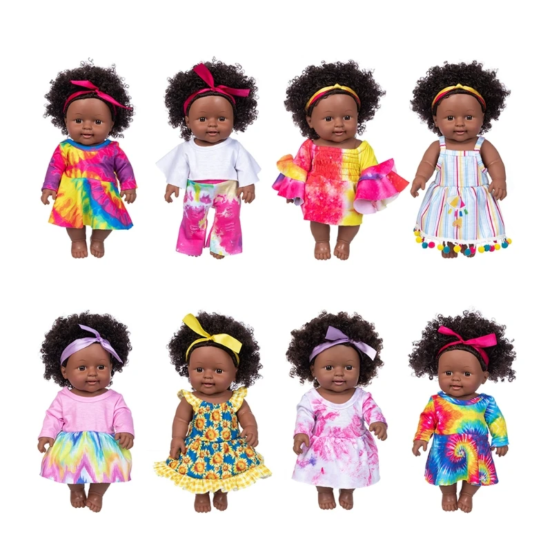 12in Atgimsta Mergina Lėlės Amerikos, Afrikos Lėlės Sąveika Žaislas Minkštas Vinilo Modeliavimas Lėlės, kad Atrodo Realus, su Garbanotais Plaukais