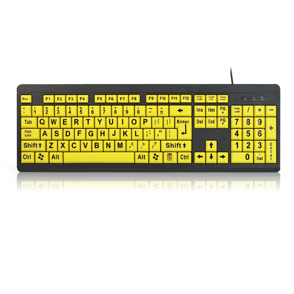 T801 didelių ženklų klaviatūra specialios klaviatūros geltona USB laidinė klaviatūra klaviatūra, skirta vaikams ir senyvo amžiaus žmonėms
