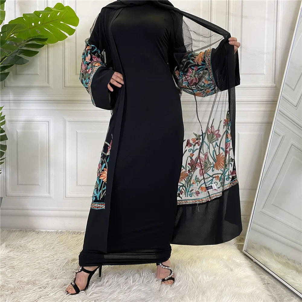 Donsignet Musulmonų Suknelė Musulmonų Mados Moterų Megztinis Siuvinėjimo Muslino Skraiste, Artimųjų Rytų Arabų Dubajus Abaja Turkija Ilga Suknelė