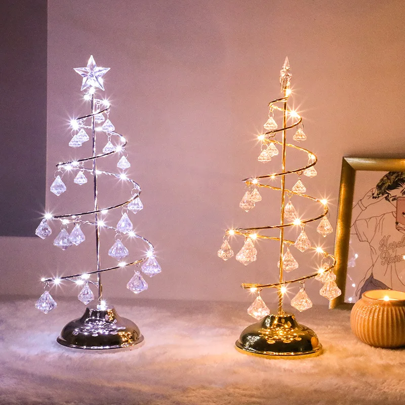 LED Kalėdų Eglutė Stalo Lempa Baterijos Energijos Šiuolaikinės Kristalų Stalo Dekoras, Šviesos, Miegamojo Kambarį Kalėdų Dovanų Stalo Žibintai