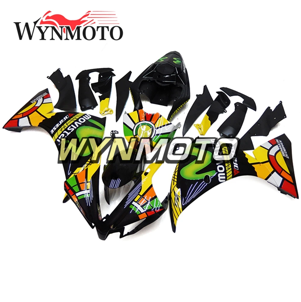 Juoda Movistar Spalvinga Visą Purvasargiai Už Yamaha YZF1000 R1 Metų 2012 - 2014 12 13 14 ABS Įpurškimo Plastikų Motociklo Carenes