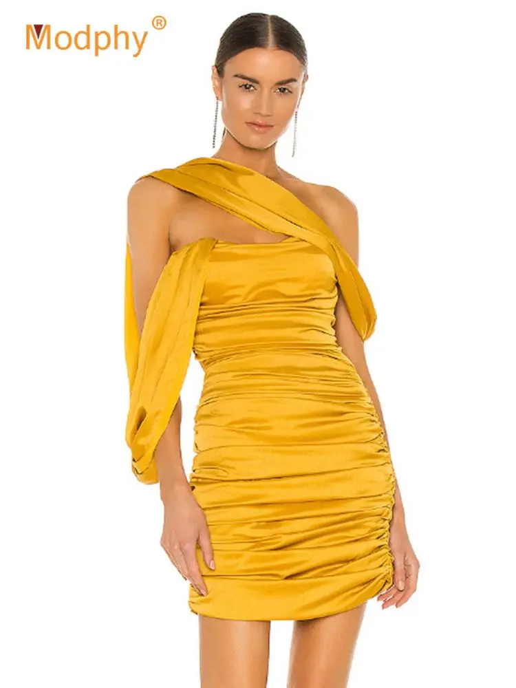 2022 m. Vasarą nauju Moterų Sexy Dizaino, Puoštas Satino Mini Suknelė, Oranžinės spalvos Elegantiškas Mados Klubas Šalies Vakarą Trumpos Suknelės Vestidos