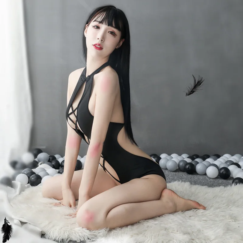 Backless Lolita Lingerie Mergina Artimieji jumpsuit Anime Cosplay Mergaičių Playsuit Seksualus Kinijos Bodysuits Tuščiaviduriai Krūtinė Siejama pižama