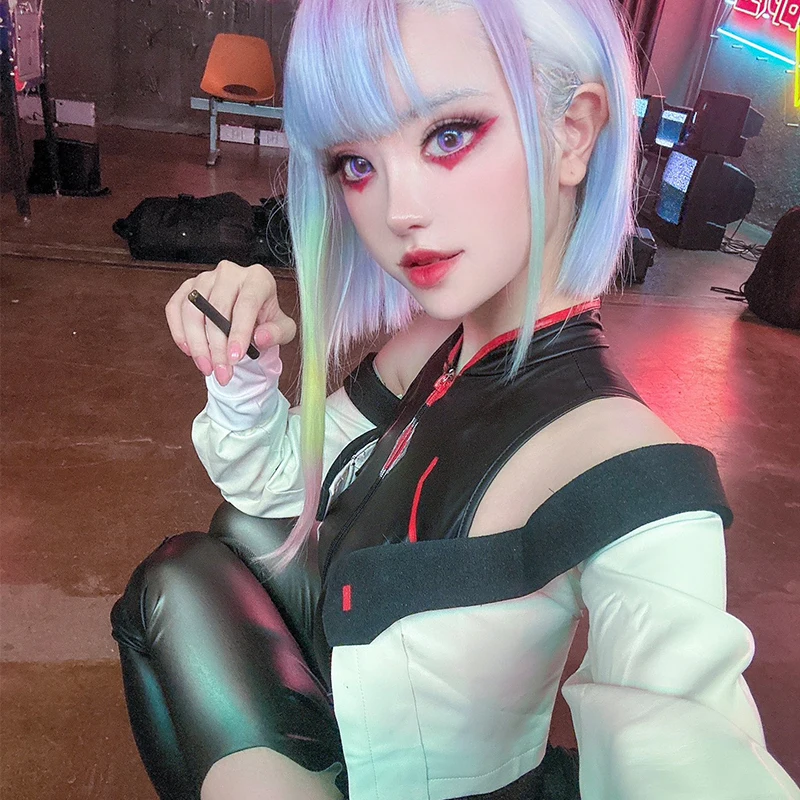 2022 Cyberpunk Anime Edgerunners Liucija Cosplay Kostiumų Bodysuit Jumpsuits Striukė Perukas Visas Kostiumas Helovinas Kostiumai Moterims