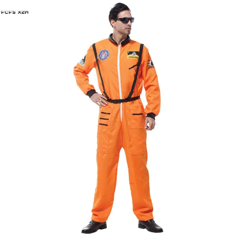 Oranžinė Vyrų Helovinas Kosmonautų Kostiumai Suaugusiųjų Astronautas Jumpsuits Uniformas Cosplay Karnavalas Puras paradas Maskuotis Šalis suknelė