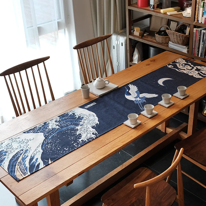Klasikinio medvilnės skalbiniai deep blue spausdinti stalo runner zen stiliaus arbatos staltiesė retro lova runner rankšluostį
