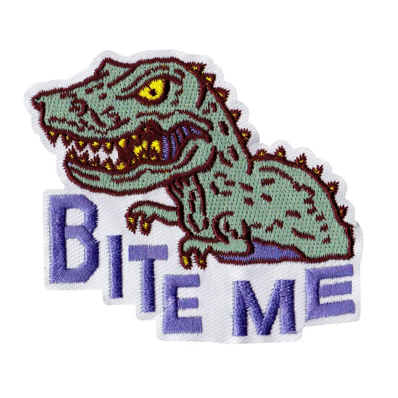 Bite Man Dinosuar Išsiuvinėti Parches Geležies Siūti ant Pleistro Aplikacijos Drabužių Striukės Drabužių Etiketės 