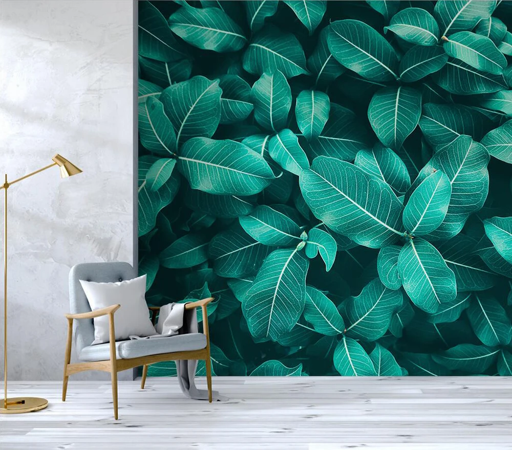 Dekoratyvinės tapetų Tropinių medžių lapų fone sienų tapyba