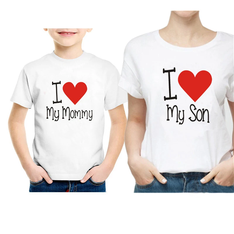 Juokinga Šeimos Atrodo, kad Mama ir aš Marškinėliai, Myliu Savo Mama / Sūnaus marškinėlių Motina Sūnų Atitikimo marškinėliai Komplektus Medvilnės Baby Romper Drabužiai