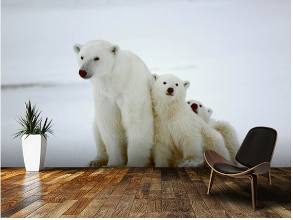 Custom papel DE parede infantil. Polar Bear piešiniai vaikų kambaryje, parke fono sienos vinilo tapetai