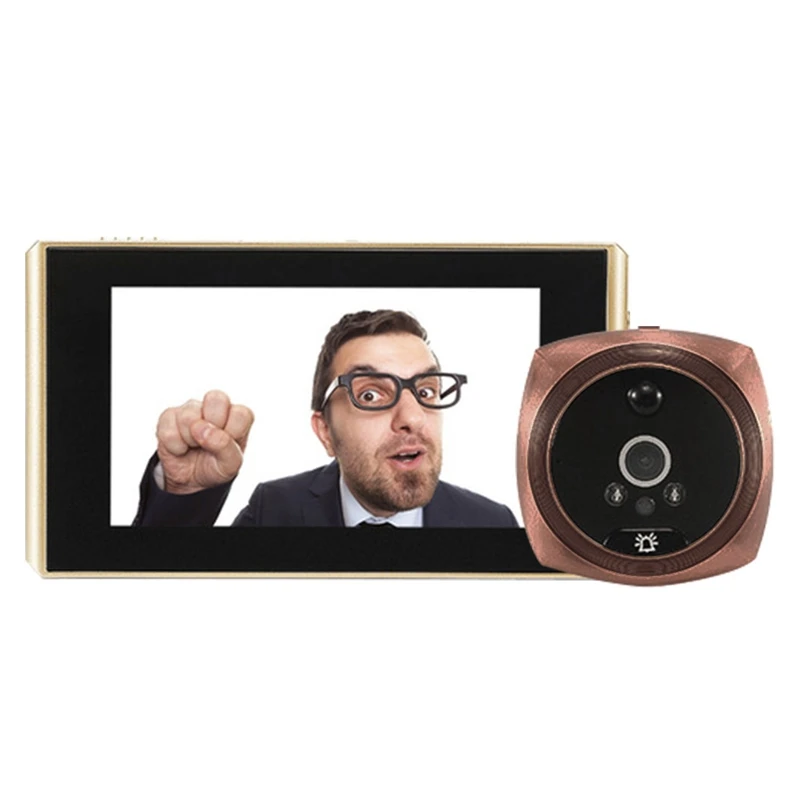 KILIMAS-durų skambutį Kamera 1080P Namų Naktinio Matymo Pir Judesio Aptikimo Katės Akies Doorbell Kamera Su 4,3-Colių Lcd Ekranas