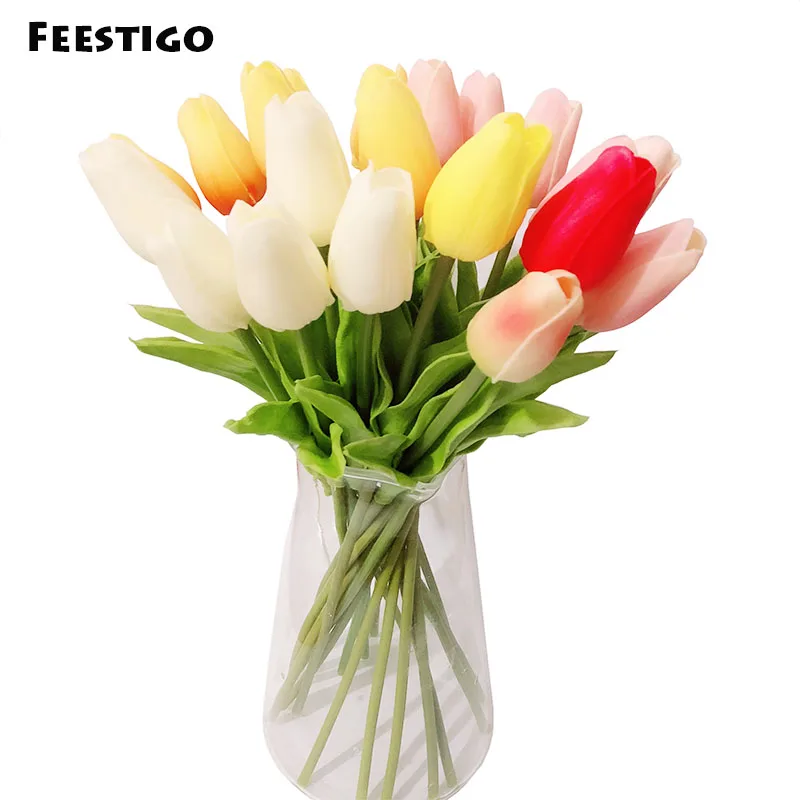 36PCS/daug PU Mini Dirbtinio Tulip Gėlių Nekilnojamojo Touch Vestuvių Gėlių Puokštė Šilko Gėlės Sode Gimtadienio Apdaila