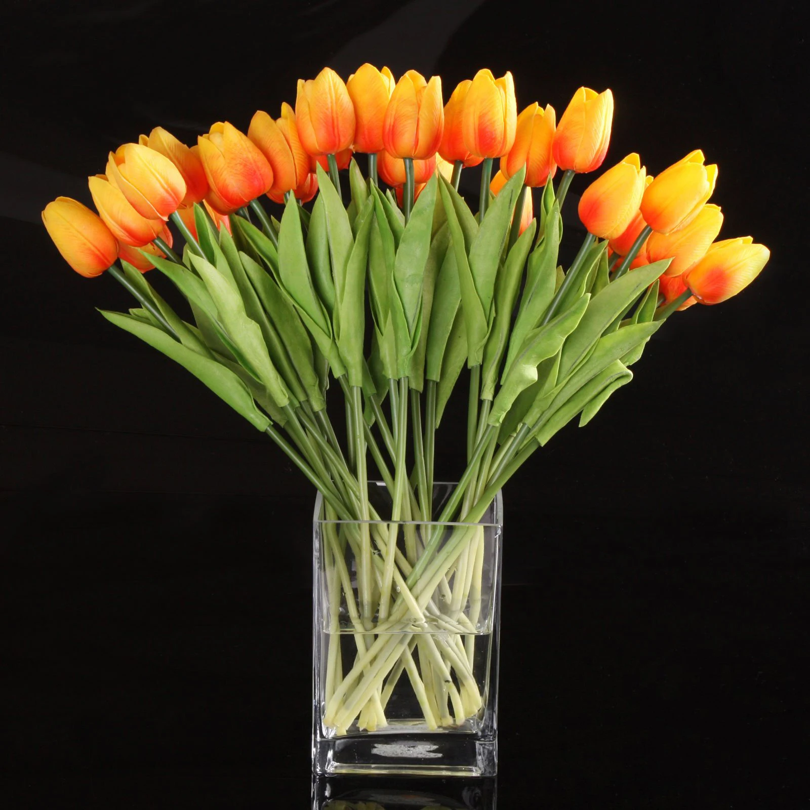 Bestselerių 10vnt Tulip Gėlių Latekso Vestuvių Puokštė Dekoras (oranžinės tulpės)