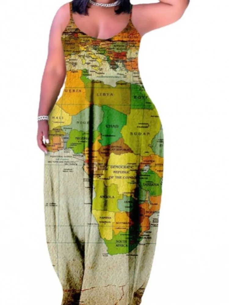 Ilgai Afrikos Suknelės Moterims Spageti Dirželis Berankoviai Apsiaustai Vasarą Naujas Mados Spausdinti Prarasti Atsitiktinis Dashiki Afrikos Suknelė 2022 Nuotrauka 1 