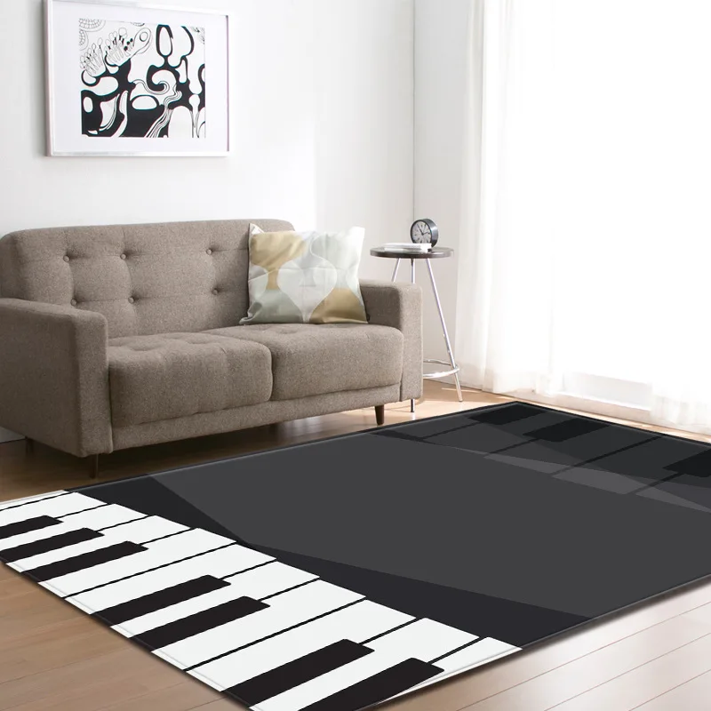 Šiaurės Stiliaus Kambarį, Namų Dekoro Kilimai White & Black Piano Keyboard Pažymi, Minkšta Lova Grindų Kilimėliai Kiliminė Danga, Kilimai Nuotrauka 1 