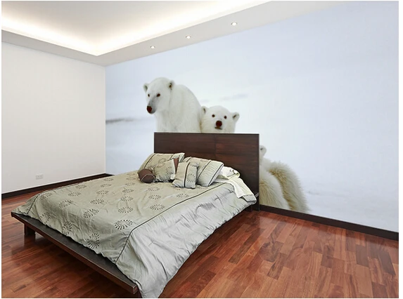 Custom papel DE parede infantil. Polar Bear piešiniai vaikų kambaryje, parke fono sienos vinilo tapetai Nuotrauka 1 