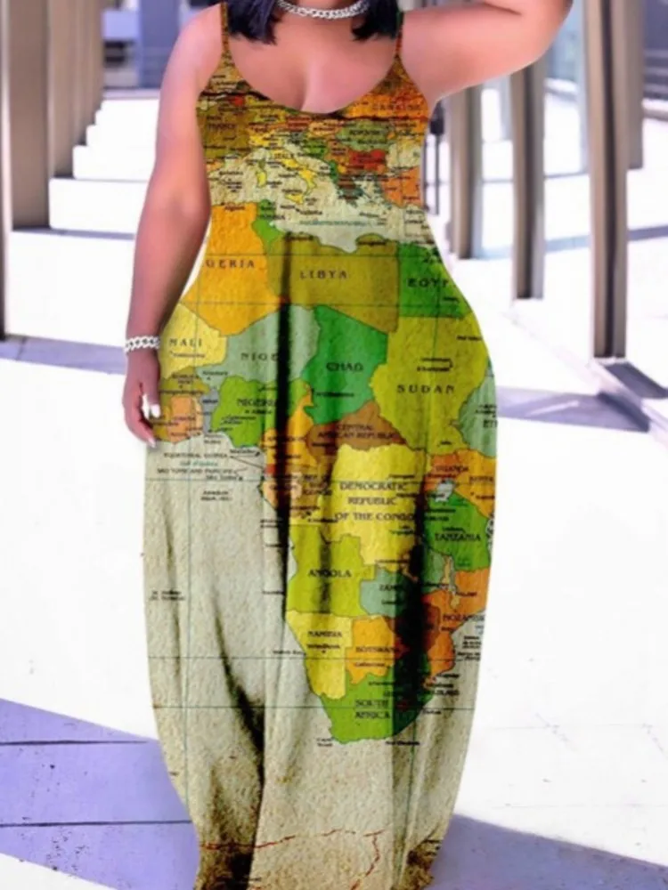 Ilgai Afrikos Suknelės Moterims Spageti Dirželis Berankoviai Apsiaustai Vasarą Naujas Mados Spausdinti Prarasti Atsitiktinis Dashiki Afrikos Suknelė 2022 Nuotrauka 2 