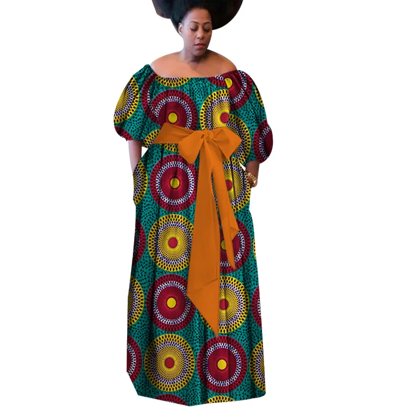 Nauja Vasaros 2021 Skraiste Africaine Femme Afrikos Drabužiai Moterims heidi bazin Turtingas Plius Dydis Ilga Suknelė Afrikos Vaškas Spausdinti Suknelės WY3087 Nuotrauka 2 