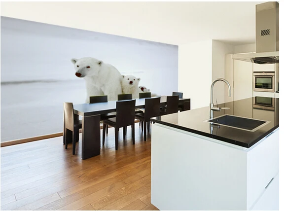 Custom papel DE parede infantil. Polar Bear piešiniai vaikų kambaryje, parke fono sienos vinilo tapetai Nuotrauka 2 
