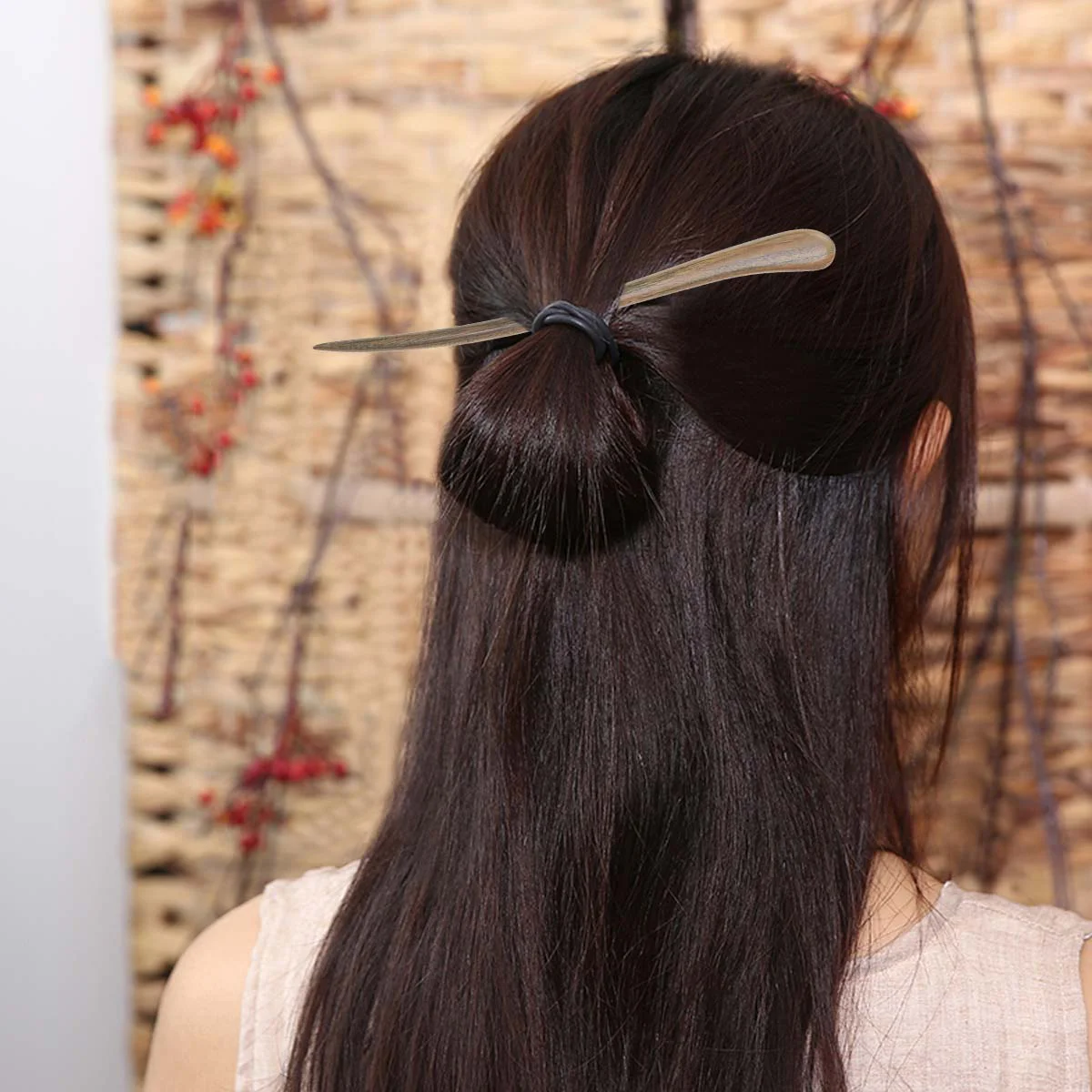 Hairhairpin Lazdelės Moterų Derliaus Stick Pagaliukai Mediniai Retrodecorativeclip Storio Kinijos Bandeles, Aksesuarai, Didelės Rudos Nuotrauka 3 