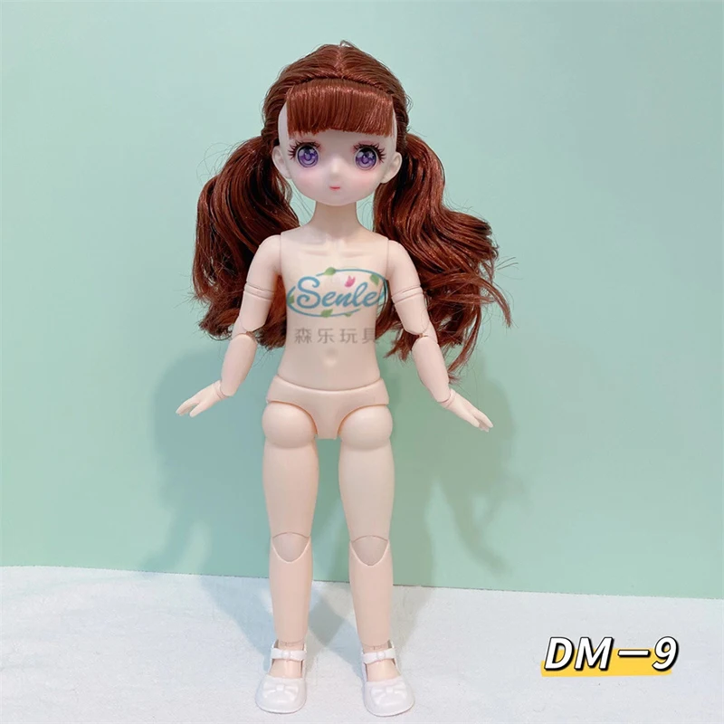 Naujas Mielas 30cm Komiška Veido Bjd Doll 1/6 3D Spalvų Anime Akių 20 Bendroji Makiažas, Kūno Nude Suknelė Mados Žaislai Mergaitėms 