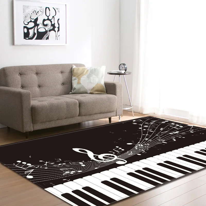 Šiaurės Stiliaus Kambarį, Namų Dekoro Kilimai White & Black Piano Keyboard Pažymi, Minkšta Lova Grindų Kilimėliai Kiliminė Danga, Kilimai Nuotrauka 3 