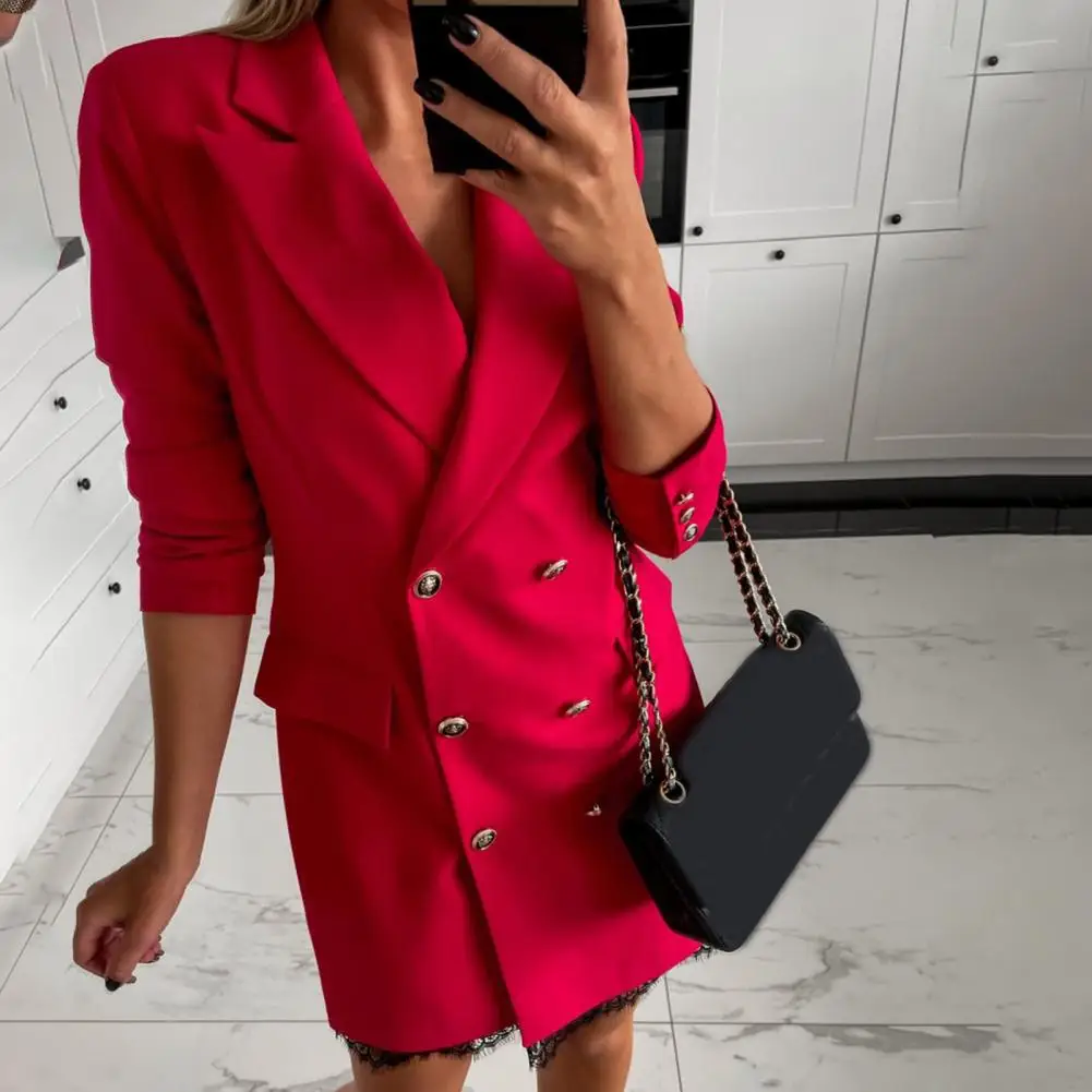 Švarkas Moterims Office Lady Švarkas Streetwear dvieiliai Stilingas Mygtukai Elegantiškas Švarkas Nuotrauka 3 