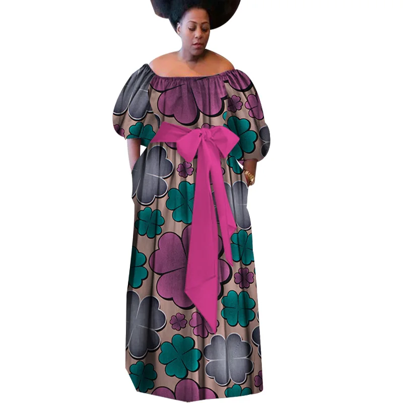 Nauja Vasaros 2021 Skraiste Africaine Femme Afrikos Drabužiai Moterims heidi bazin Turtingas Plius Dydis Ilga Suknelė Afrikos Vaškas Spausdinti Suknelės WY3087 Nuotrauka 4 