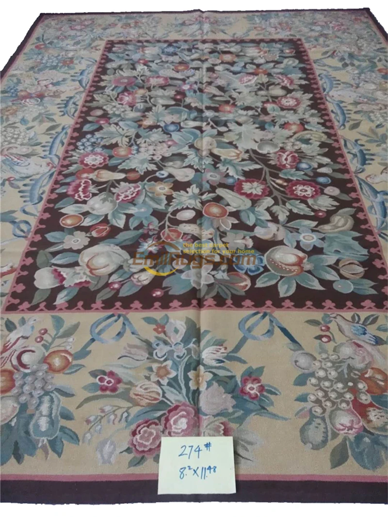 rankų darbo kilimas aubusson kilimai, kilimas, rankų darbo naujosios zelandijos vilnos kilimai gėlių kilimas Nuotrauka 4 