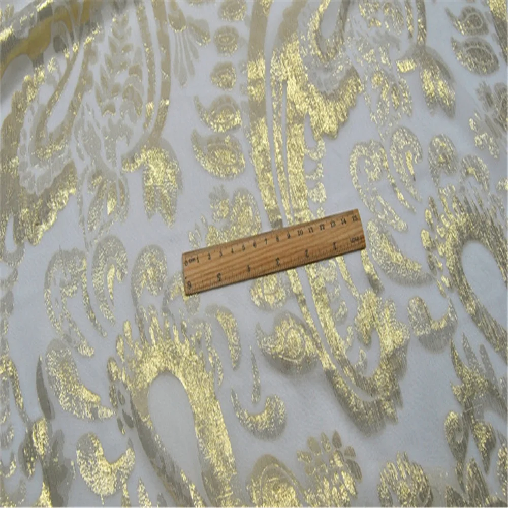 Saugus Ahimas Šilko Gamtos Lurex Audinio Organinių Vintage Mados Paisley White Gold Lady Suknelė, Šalikai Drabužiai Nuotrauka 5 