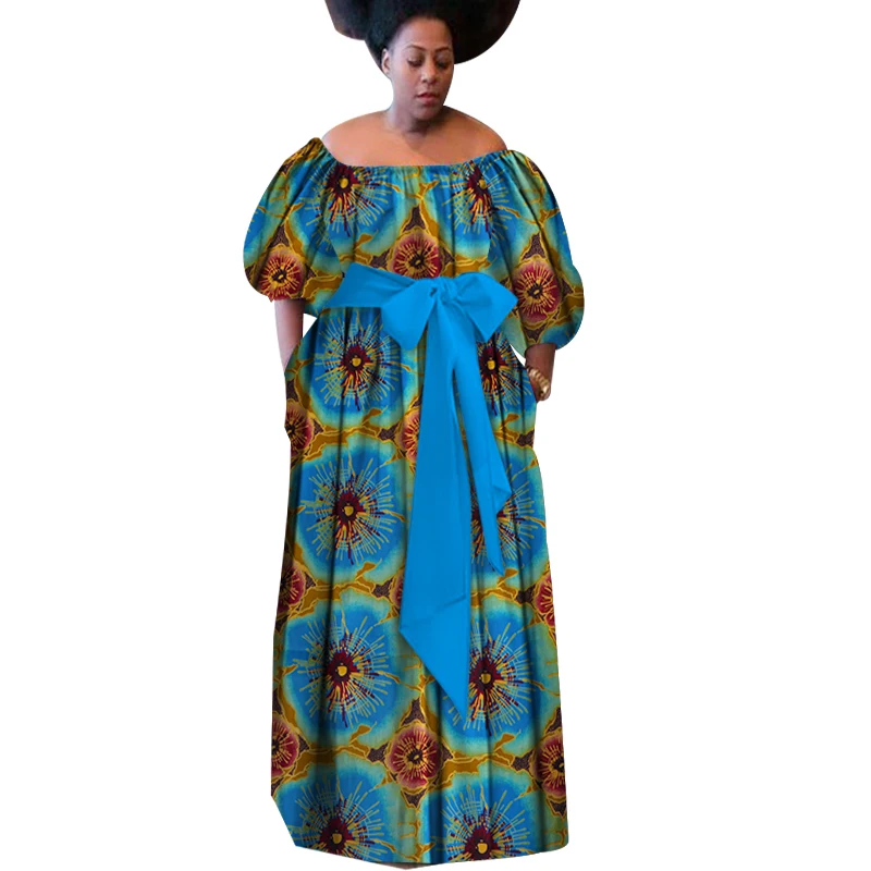 Nauja Vasaros 2021 Skraiste Africaine Femme Afrikos Drabužiai Moterims heidi bazin Turtingas Plius Dydis Ilga Suknelė Afrikos Vaškas Spausdinti Suknelės WY3087 Nuotrauka 5 